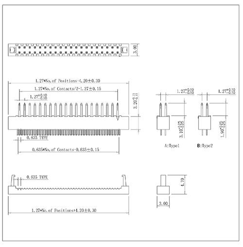 FDAS01 1.27mm DIP Plug Connector(Terminated Height 5.1)